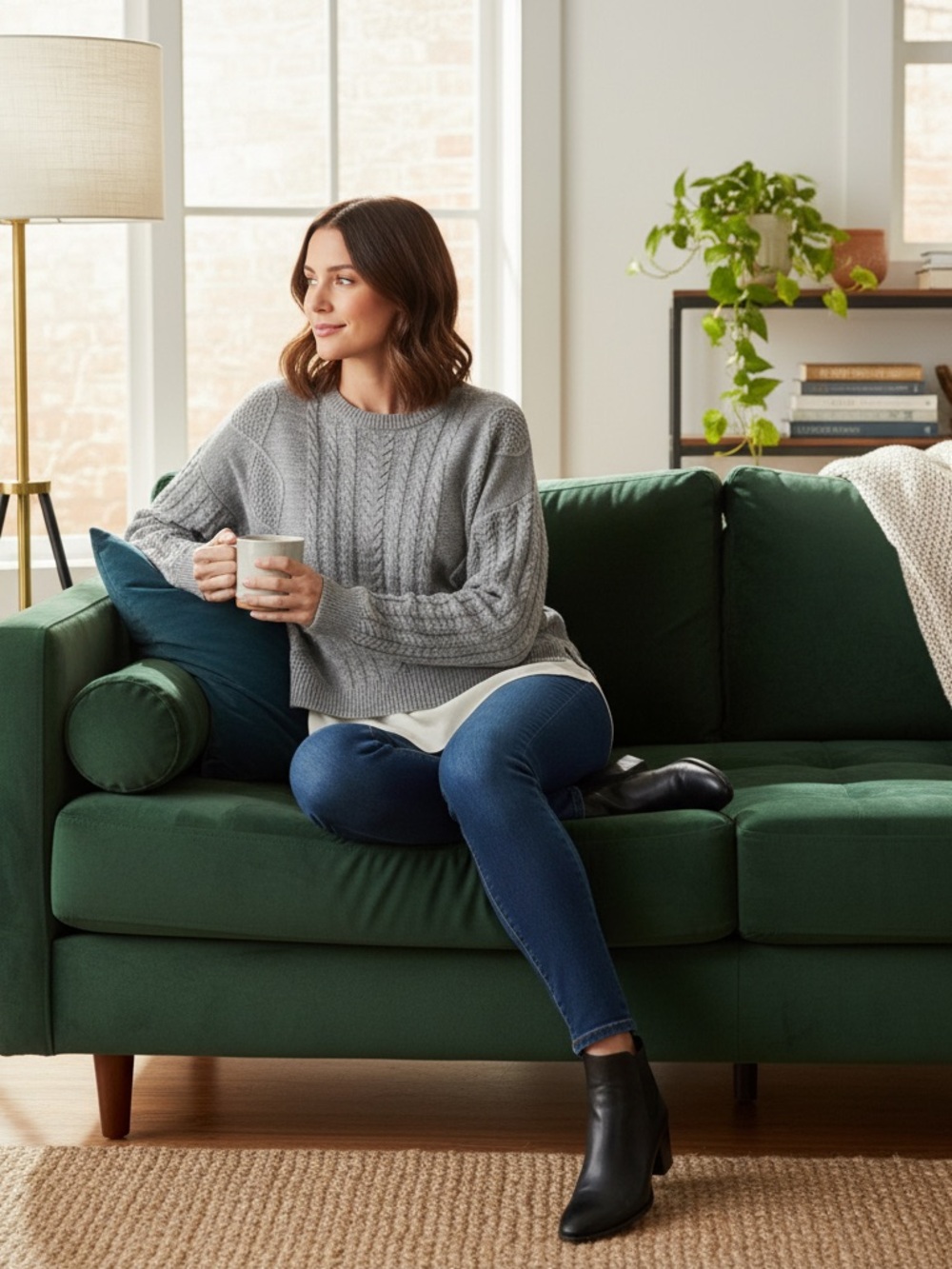 John + Jenn Revolve Cable Knit Cropped Sweater Large